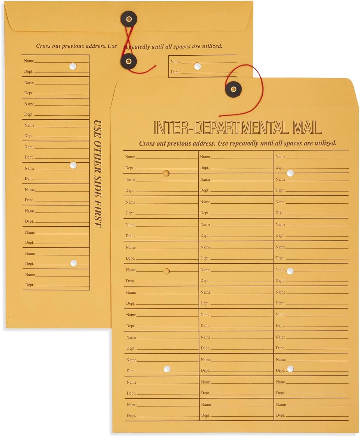 Blue Summit Inter-Department Envelopes, String Tie, Brown Kraft, 12 x 16 Inches – 25 Envelopes