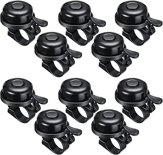 BBTO 10-Pack Aluminum Alloy Bike Bells - Loud Crisp Sound Black Bells for Mountain Bikes, Scooters, Kids Adults - Left Right Mount