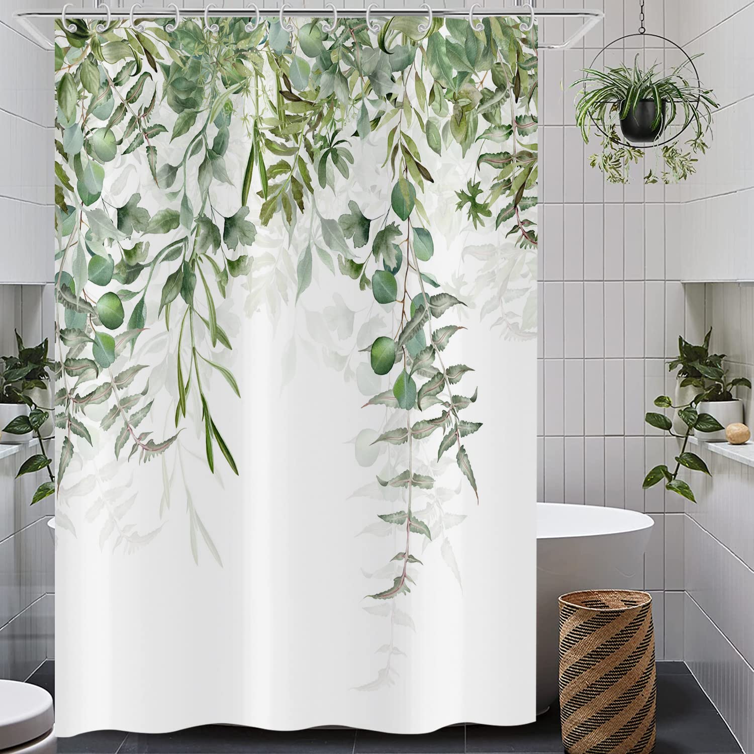 Hnmdmyi Green Leaf Shower Curtain 180x180 - Image 2