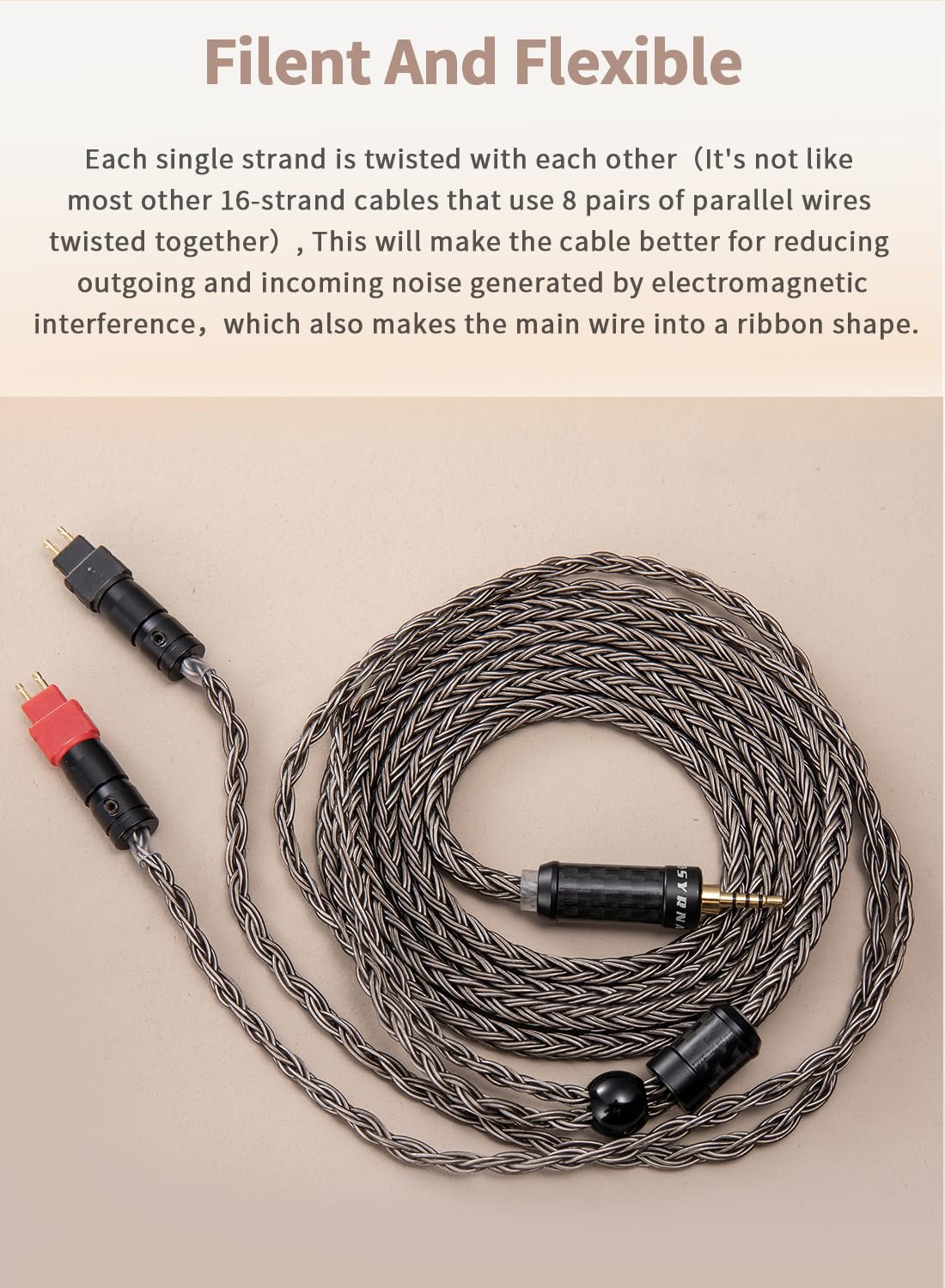 4.4mm Balanced Headphone Cable Compatible with Sennheiser HD650, HD600, HD580, HD660S, HD58X, Massdrop HD6XX 16 Core Upgrade Replacement Cord (with 4.4mm Balanced, 3Meters/10ft)