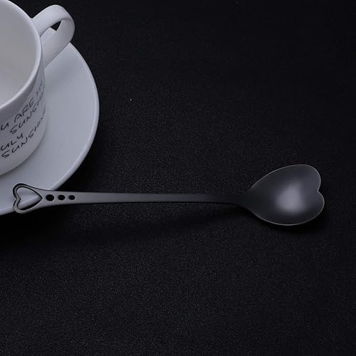 Vista 5 de Luxshiny Cucharas de café expreso, cuchara de postre de acero inoxidable, cucharas en forma de corazón, cucharas para helado, cuchara para mezclar
