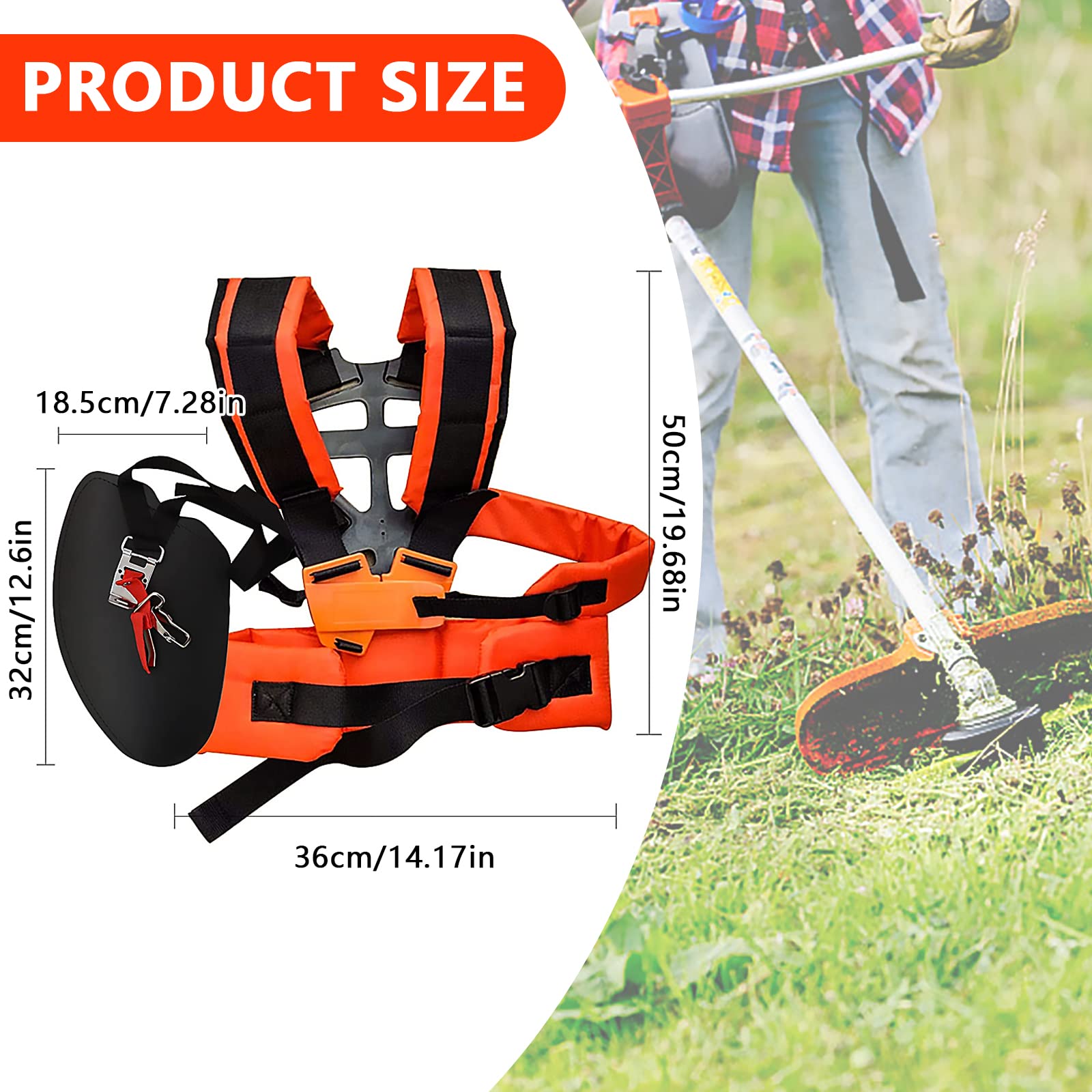 Tracolla a Doppia per Decespugliatore, Professionale Tracolla per Trimmer, Cintura Decespugliatore Universale, Regolabile Tracolla per Tagliaerba, Doppia Tracolla per Tagliaerba da Giardino