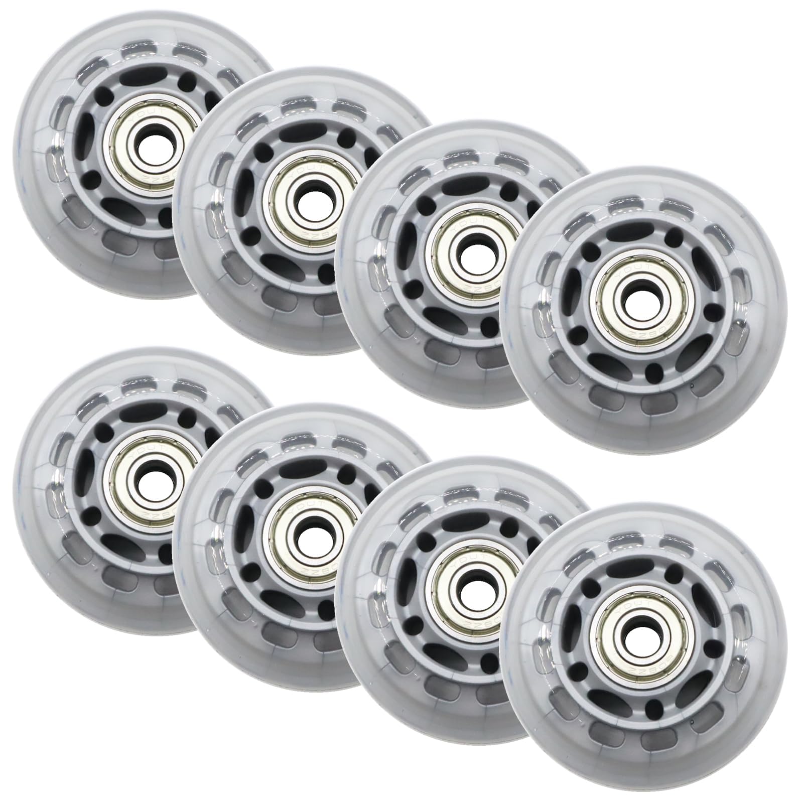 Inline Skate Wheels 70mm, Clear Roller Blade Replacement Wheels with Bearings for Skate, Office Chairs, Luggage (8 Pack)