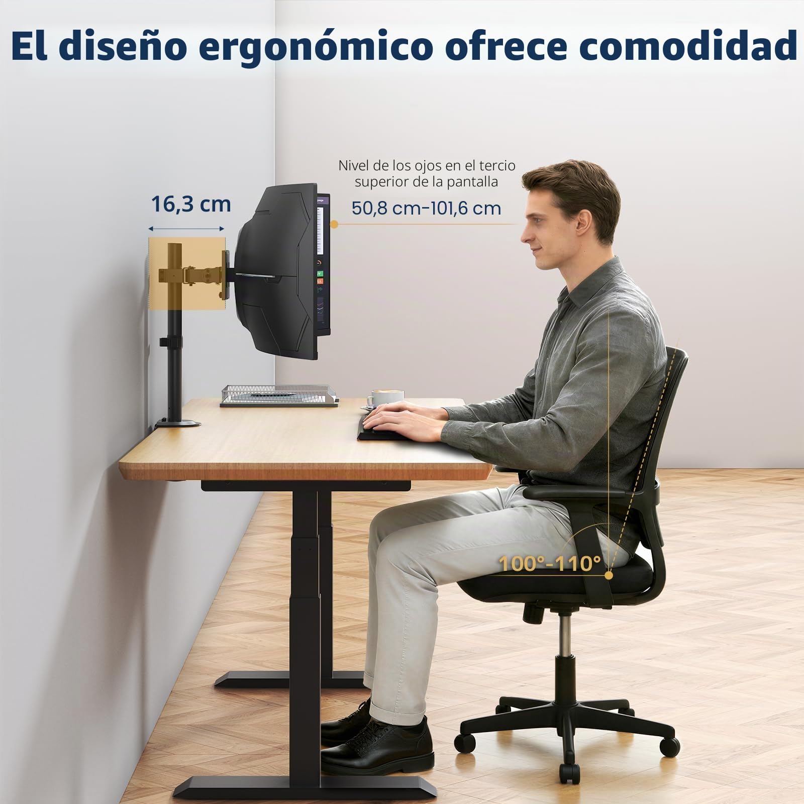 Soporte para Monitor de 1 Monitor 17-49 Pulgadas - Soporte Vertical Ajustable en Altura con 20 kg, inclinable Giratorio rotable, VESA 75/100 mm, Negro