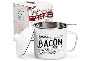 1.3L Large Bacon Grease Saver with Strainer and Handle - White