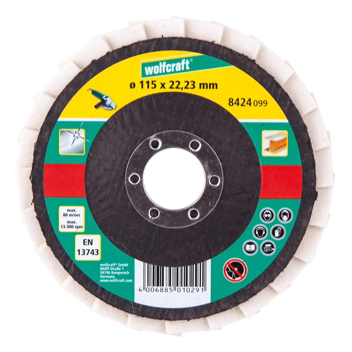 wolfcraft 8424099 Disque lamelle feutre meuleuse ø 115 vrac
