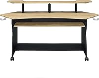 Vista 5 de IM100 Series Music Studio Escritorio Estación de trabajo con 2 x 4U Rack (roble natural)