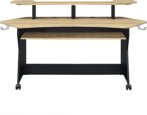 Miniatura 5 de IM100 Series Music Studio Escritorio Estación de trabajo con 2 x 4U Rack (roble natural)