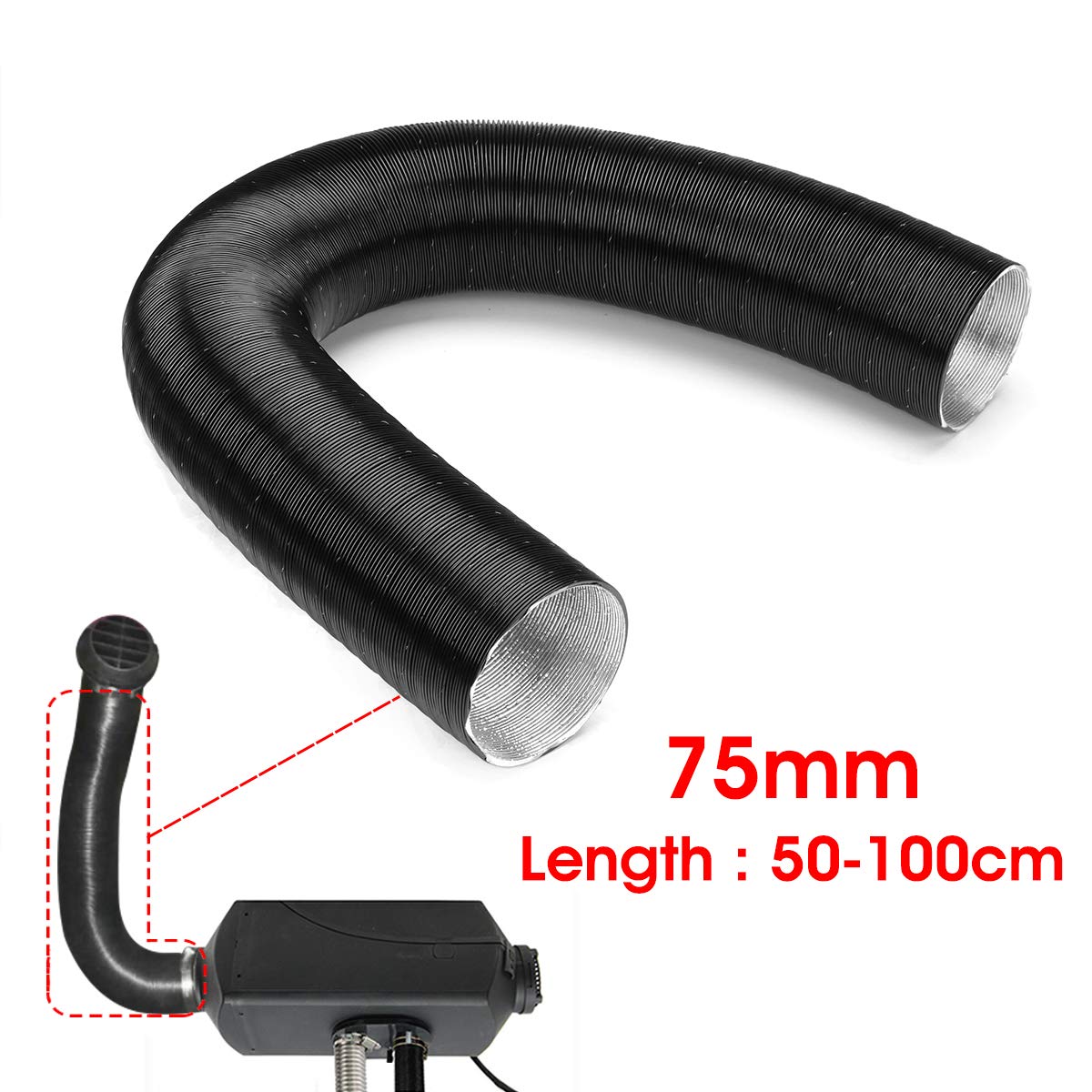 FEVERWORK 75mm Heater Duct Pipe Hot u0026 Cold Air Ducting For Diesel Heater :  Amazon.co.uk: DIY u0026 Tools