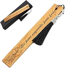Amore Legno Sforza Wooden Bookmark with Motivational Phrases – Gift Ideas for Women and Men – Original Lucky Charm for Graduation Reading Lovers Colleagues Teachers and Friends (L)