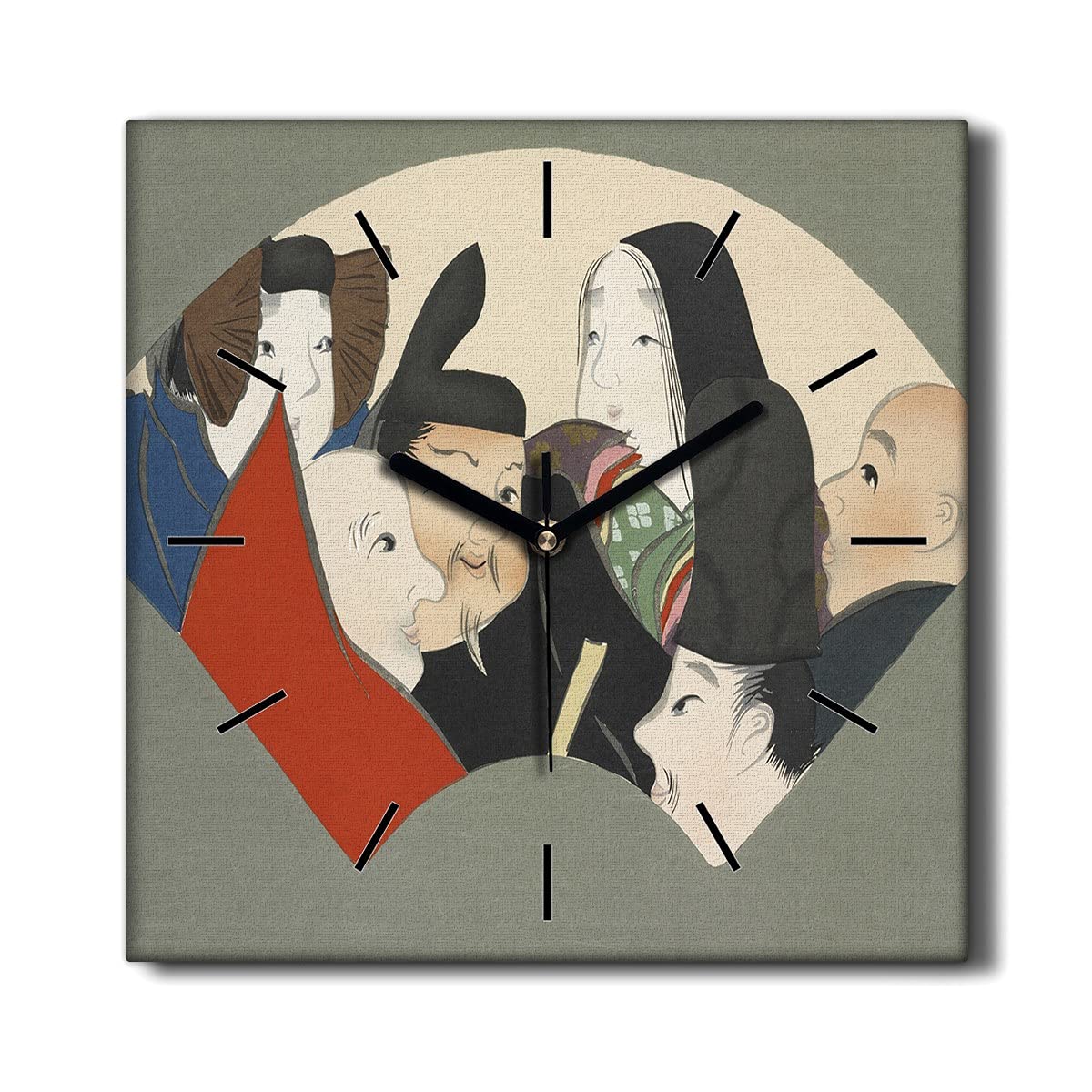 Horloge Murale 30x30cm Coloray pour Décoration Salon Toile Silencieuse Motif Gens Épuré
