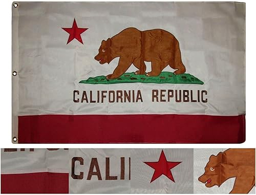 Premium 3x5 Embroidered Sewn State of Synthetic Cotton 3'x5' w 3 Clips