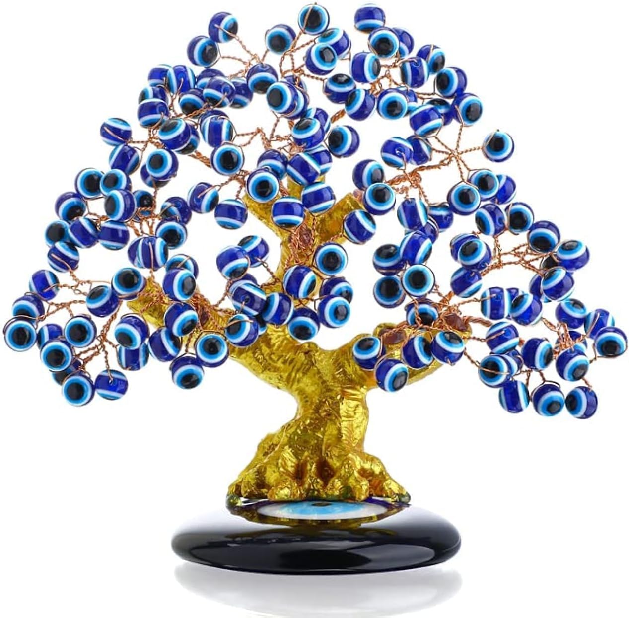 YU FENG 6.8inch Turkish Nazar Blue Evil Eye Tree, Evil Eye Coaster Tree for Protection, Good Luck, Prosperity, for Home & Office Decor