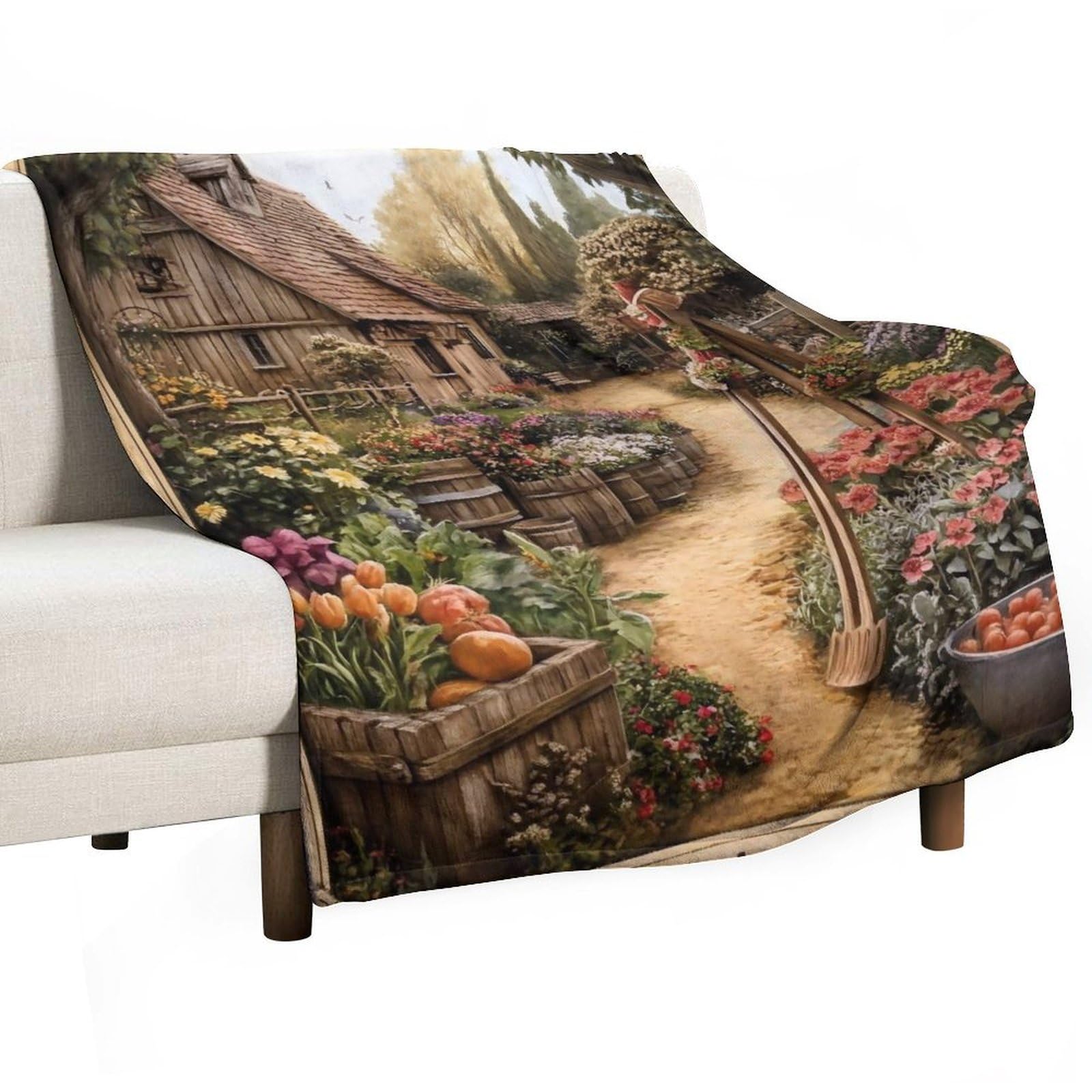 YHGSREUOH Country Garden (4) Flannel Blankets Fleece Soft Throw Lightweight Plush Gifts for Couch, Bed, Cozy Sofa Plush, Chair, Lovers 130x150cm(50x60in)