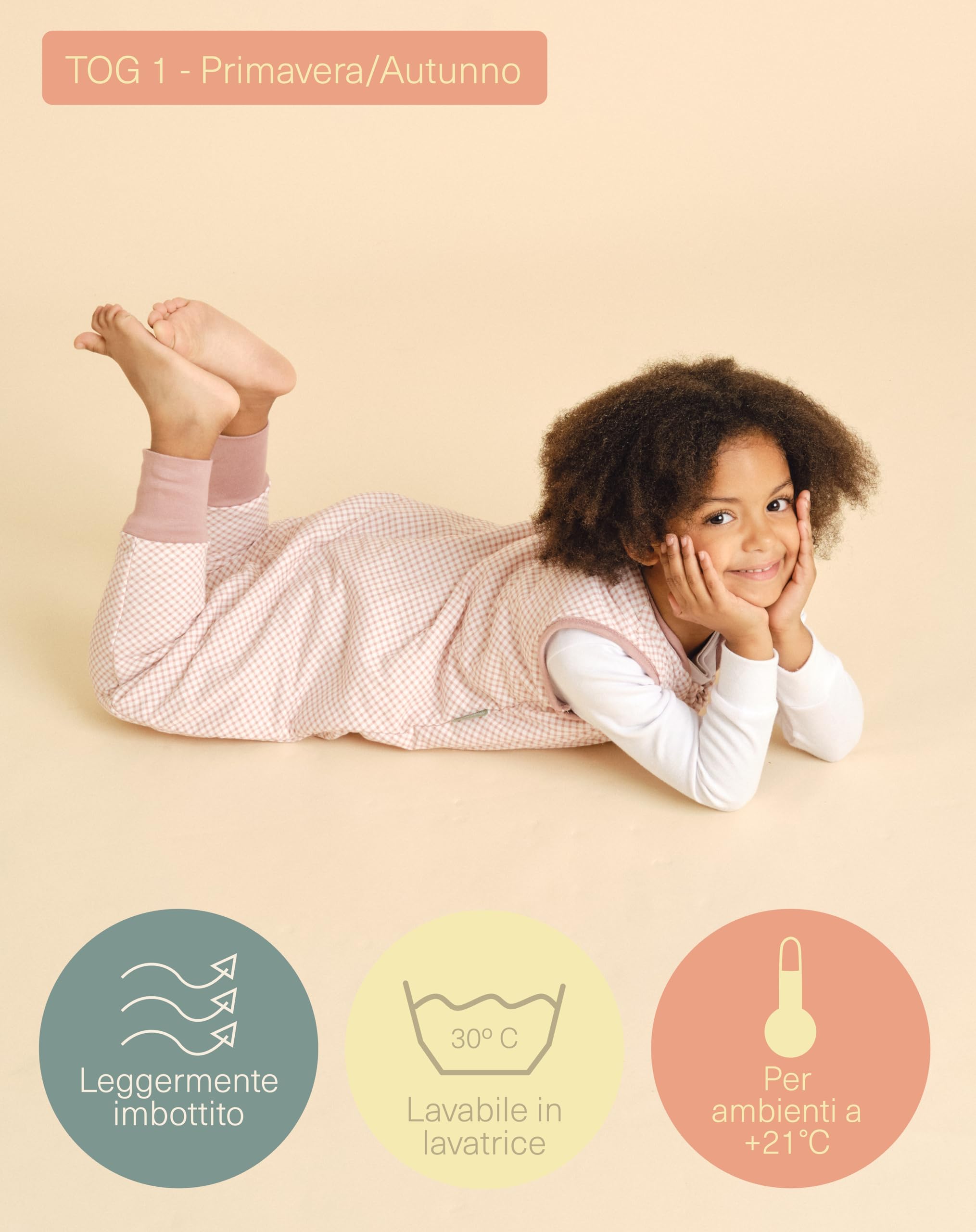 molis&co Sleeping Bag with Feet - Spring and Autumn Sleeping Bag - 1 Tog Sleeping Bag - Lightly Filled - 100% Cotton (Oeko-TEX 100) - Vichy Pink (2 Years) - 4