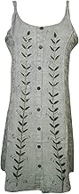 Mogul Interior Women Tank Dress Beach Dress Rayon Summer Style Sundresses S/M Grey
