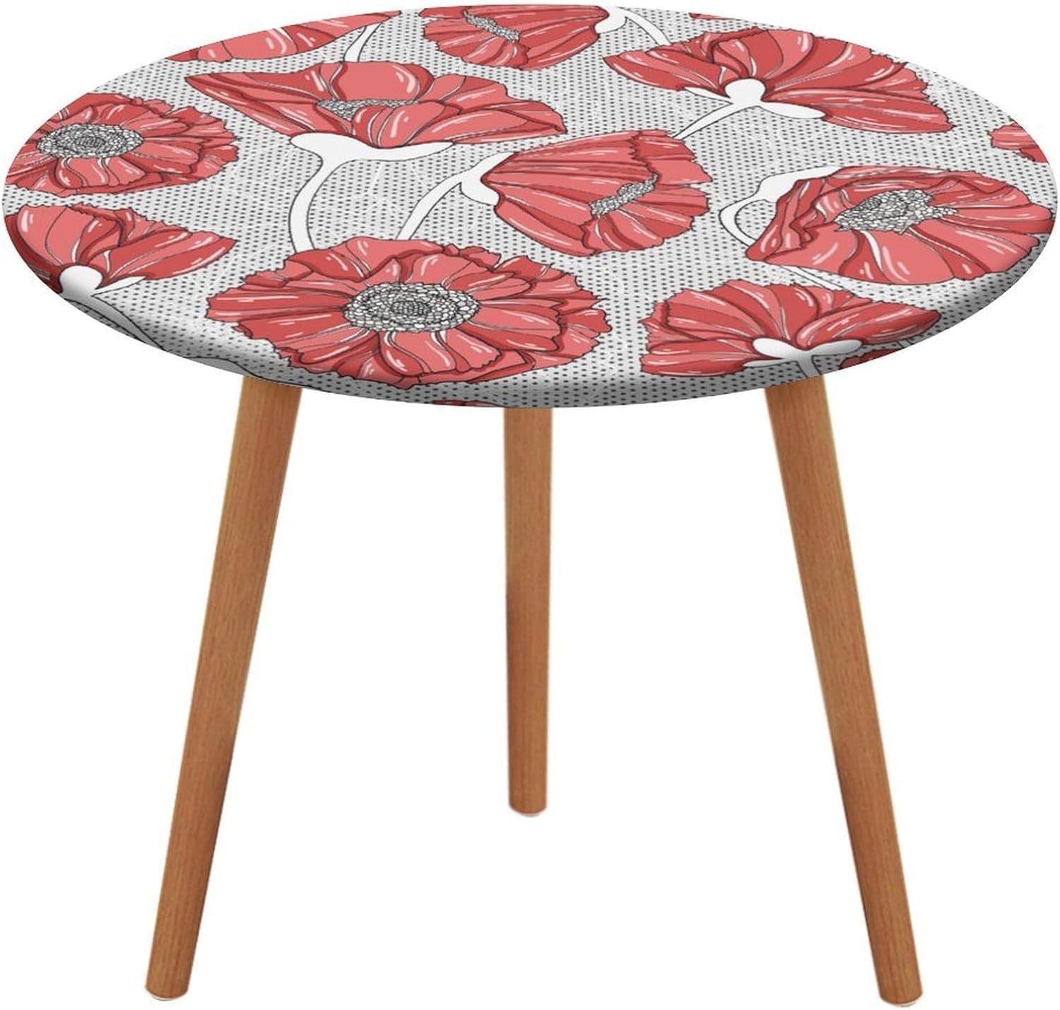 Nappe ronde élastique fleurie de 28 pouces en polyester bohème pour table basse