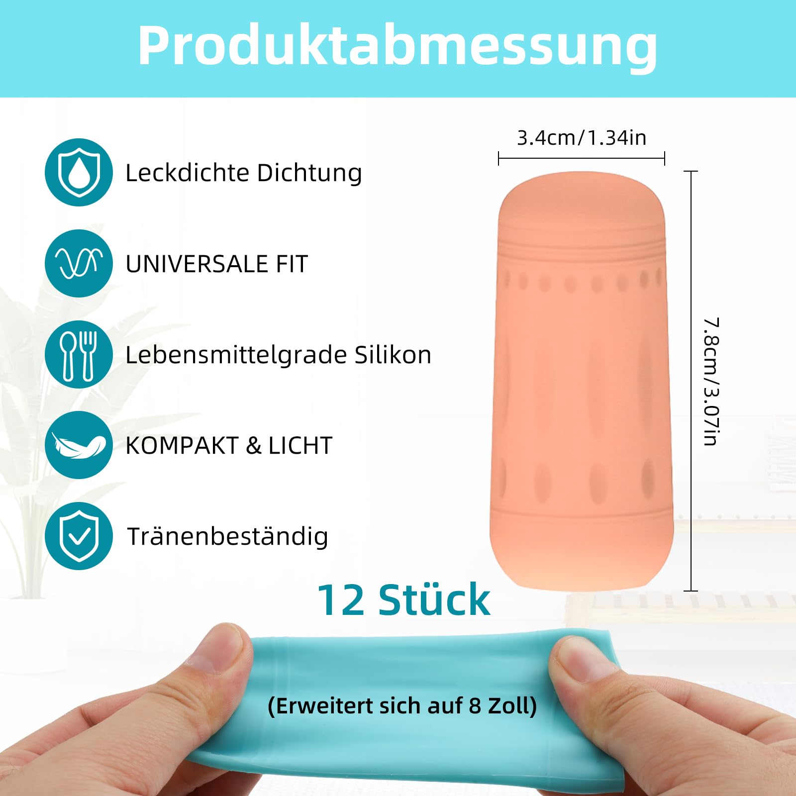 12 custodie in silicone per bottiglie da viaggio, per cosmetici da viaggio e custodie in silicone per contenitori da viaggio (1,34 x 2,95 pollici)