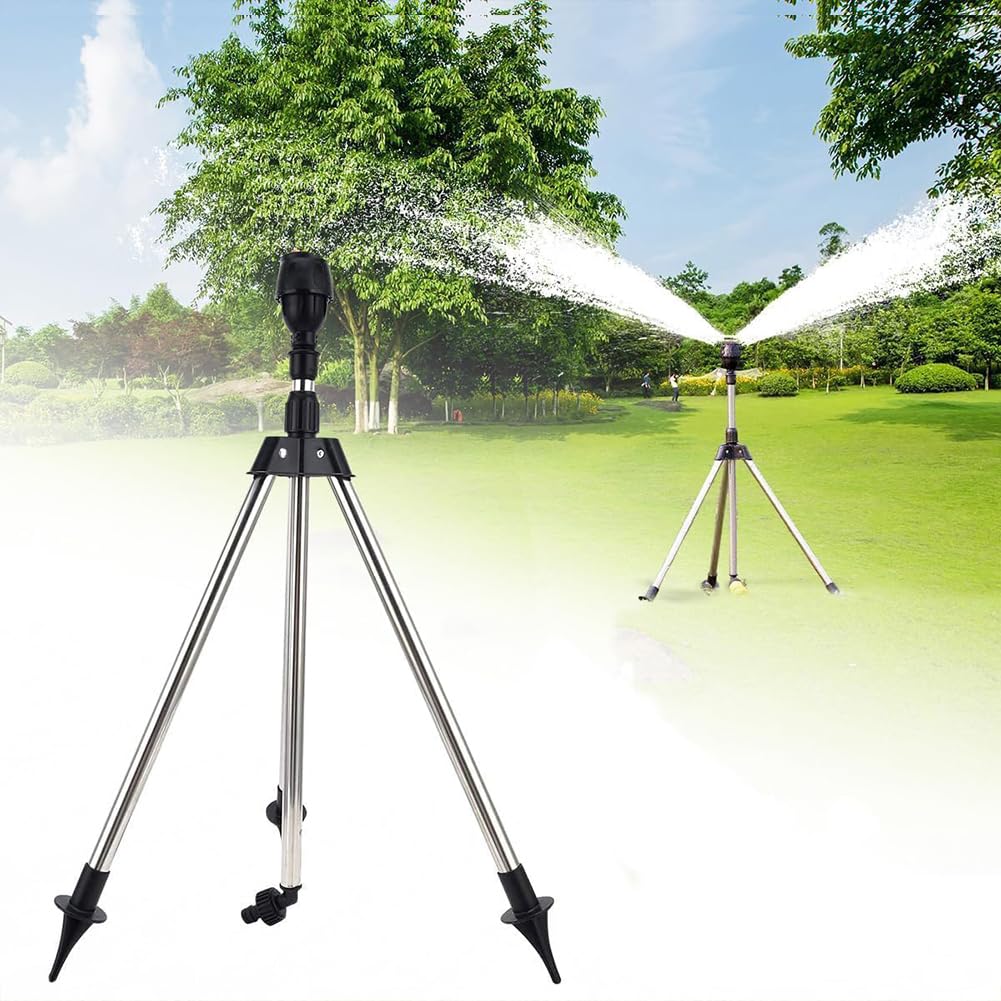 Dreibein Rasensprenger 360 Grad Wasser Sprinkler Automatischer Gartensprenger mit Metallgestell for Rasen Bewässerung