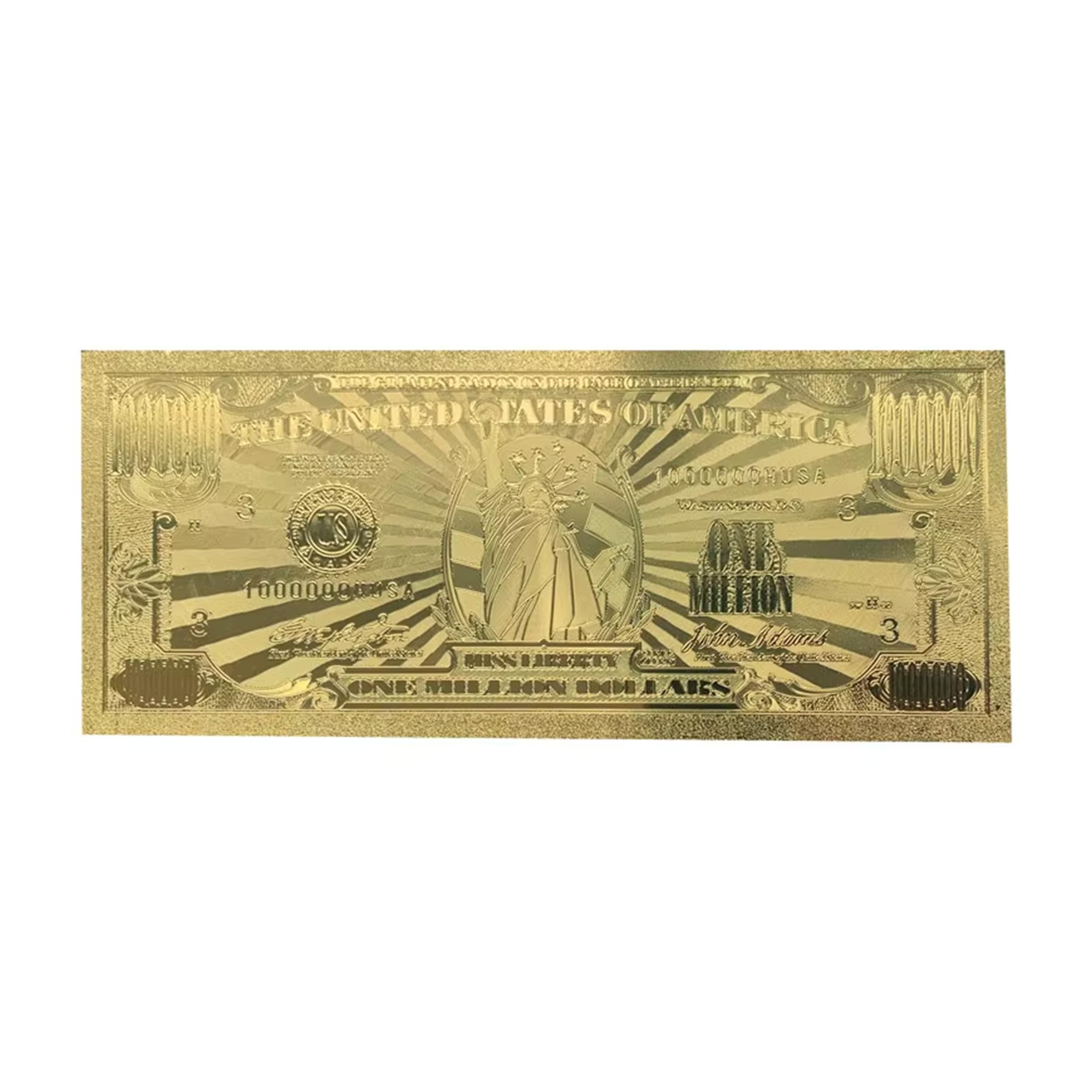blinkee Miss Lady Liberty Billets de banque originaux plaqués or 24 carats pour décoration 1 million de dollars