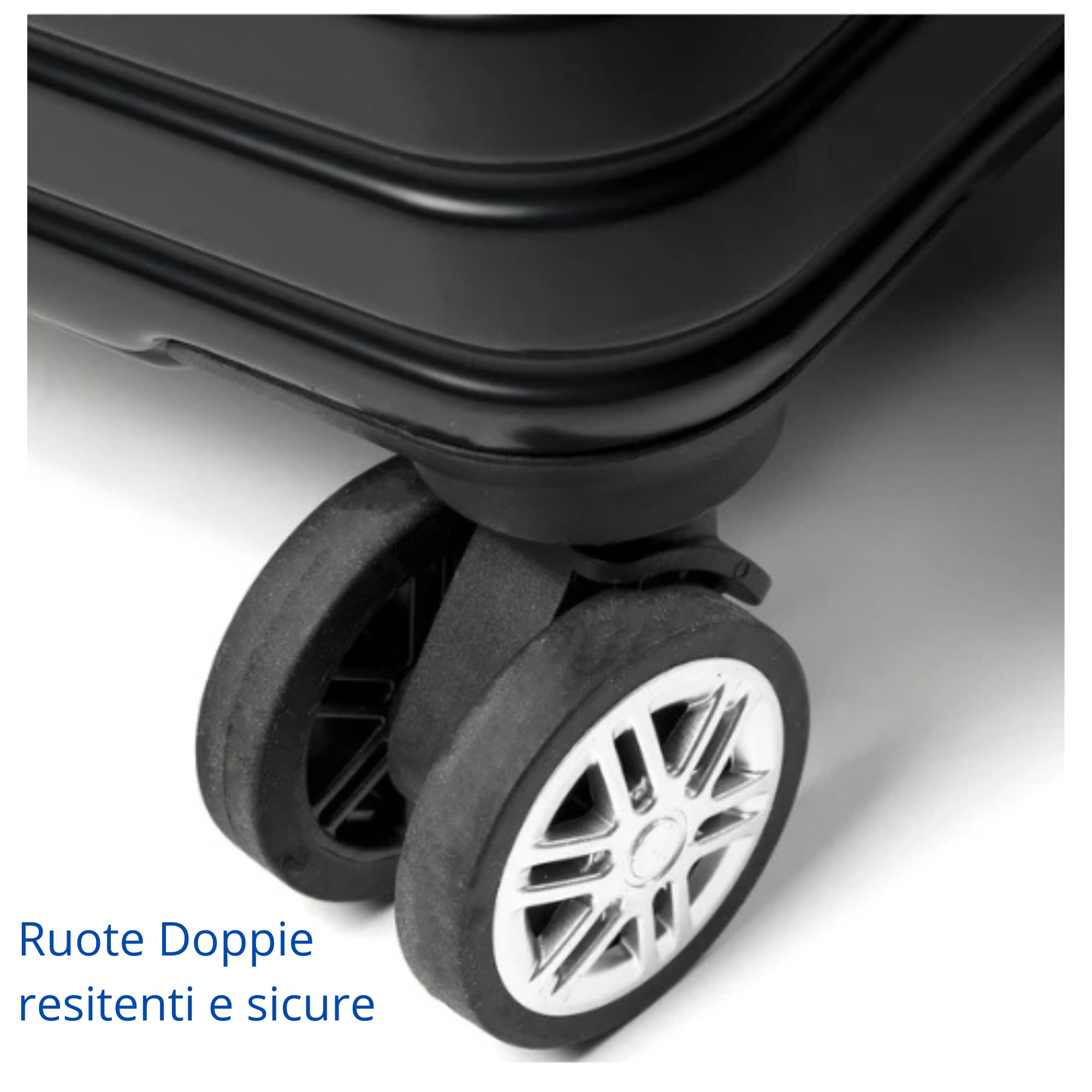 Set di 6 valigie con 4 trolley rigidi a ruote doppie + 2 beauty case, antigraffio antiurto lacci interni tasche con zip valigie da viaggio resistenti leggere da 39 a 55 cm nere eleganti