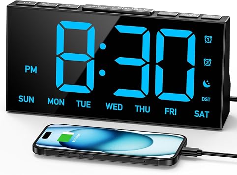 GOLOZA Digital Alarm Clocks Bedside, Digital Clock for Kids Adults Elderly