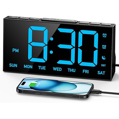 GOLOZA Digital Alarm Clocks for Bedrooms, Digital Clock with 4 Level Brightness +Off, Dual Customizable Alarms, USB Port, Power-Off Memory, Snooze, DST, 12/24H, Desk Clock for Kids Adults Elderly