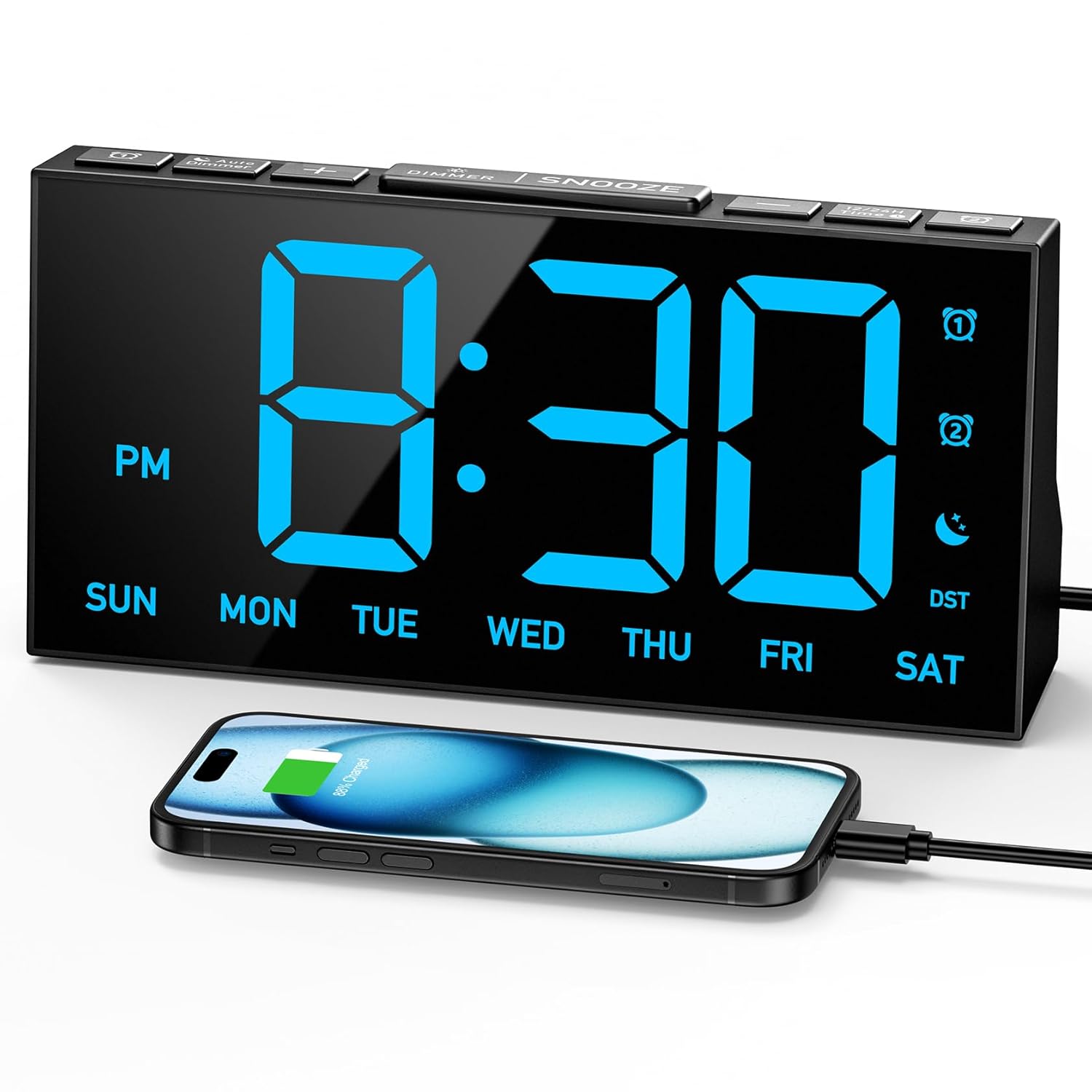 GOLOZA Digital Alarm Clocks for Bedrooms Digital Clock with 4 Level Brightness Off Dual Customizable Alarms USB Port