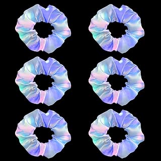 LED Satin Hair Scrunchies for Women, 6 Pcs Light Up Hair Ties with 3 Lig...