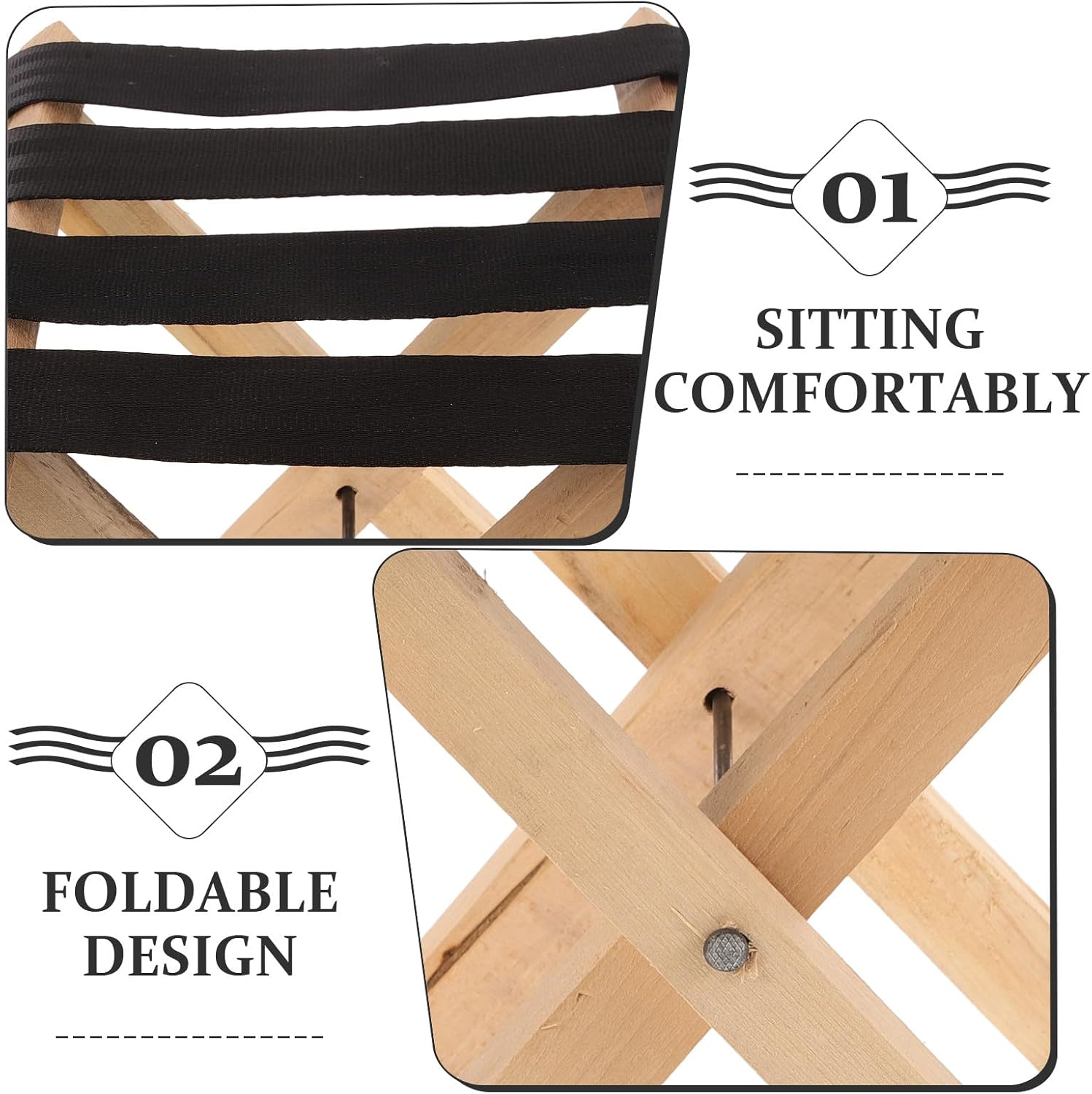 Portable Folding Stool Foldable Chair Small Travel Stool with Carry Handle 28cm Height Lightweight Camping Fishing Outdoor Seating for Adults