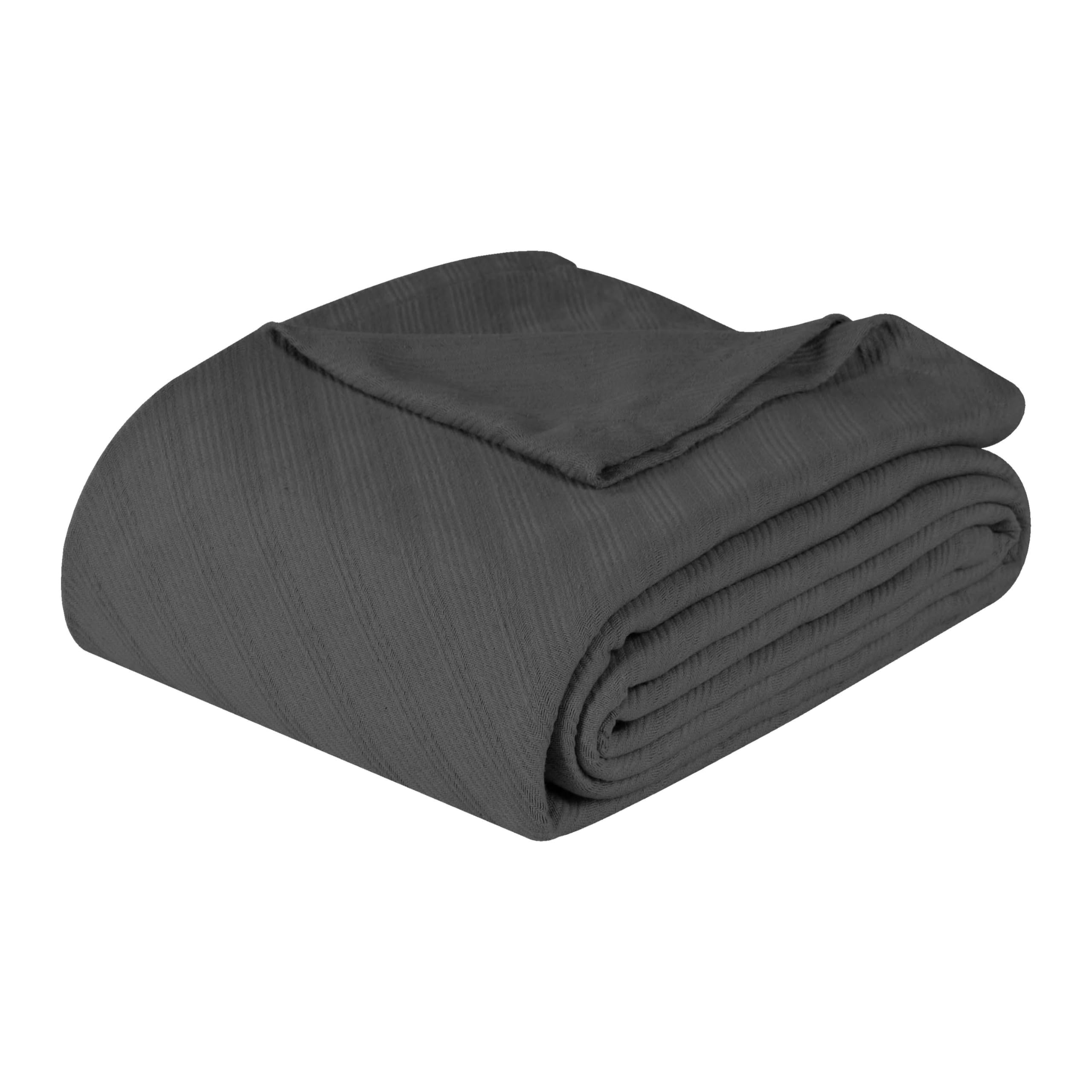 Superior Milan Cotton Blanket, California King, White, Textured Striped, Cozy Decor