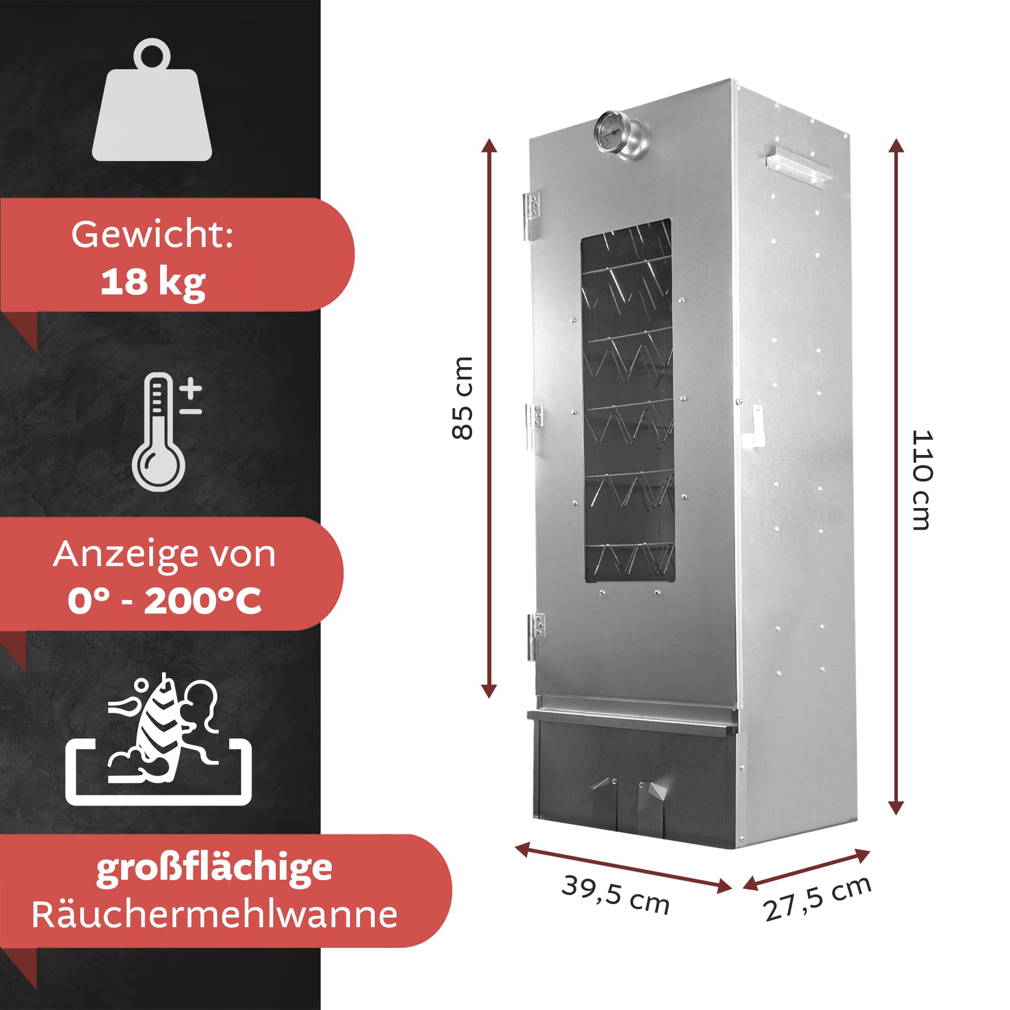 LEMODO Räucherofen XL mit Schönheitsfehlern, Räucherschrank 110cm, Kalträucherofen, Tischräucherofen (110cm Aktion)