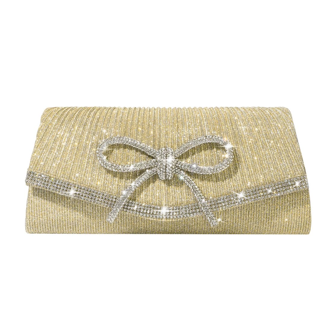 Trisapu Bow Evening Bag Sparkly Clutch Purses for Women Wedding Glitter Rhinestone Party Prom Purse Dressy Clutch Bags