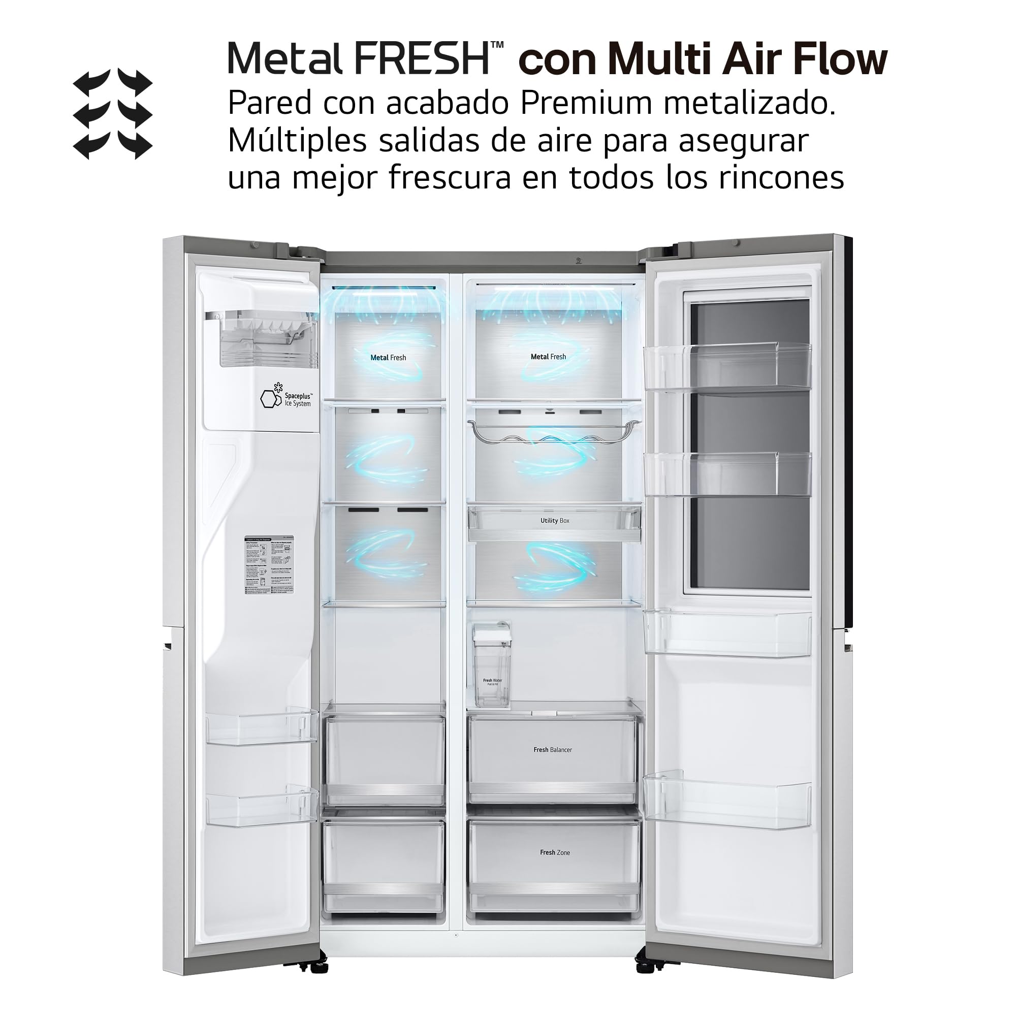 LG GSXV91BSAE - Frigorífico Side By Side, Serie 900, Instaview Door-in-Door, Fresh Balancer, Clasificación E, 635 L, Sin Toma de Agua, Inox Antihuellas