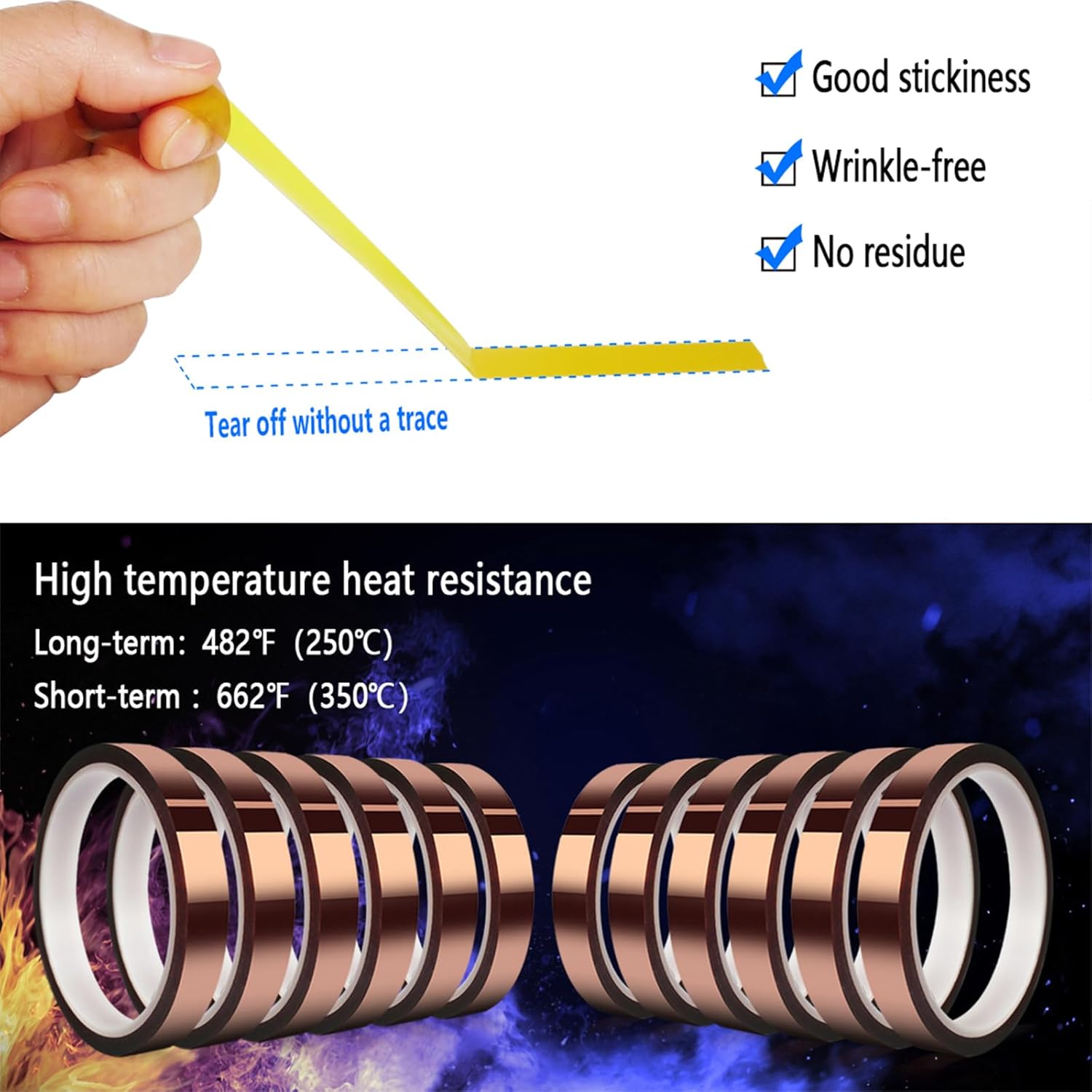 Heat Tape for Sublimation Transfer, Heat Resistant, Adhesive Transfer Tape, Thermal, No Residue, 12 Rolls 10mm x33m(108ft)