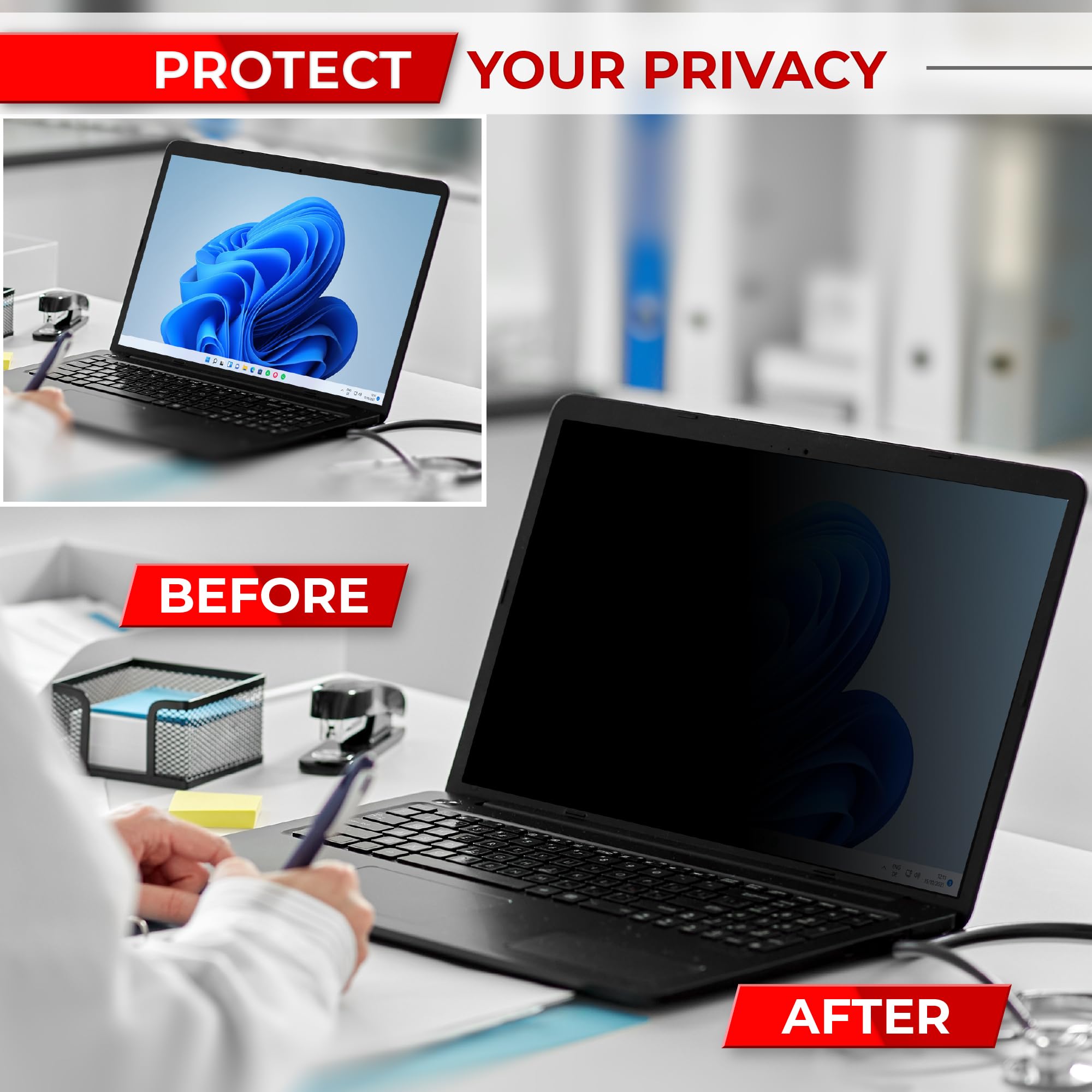 SightPro 14 Inch 16:9 Laptop Privacy Screen Filter - Privacy Shield and Anti-Glare Protector (Not Magnetic) — Amazon image 8