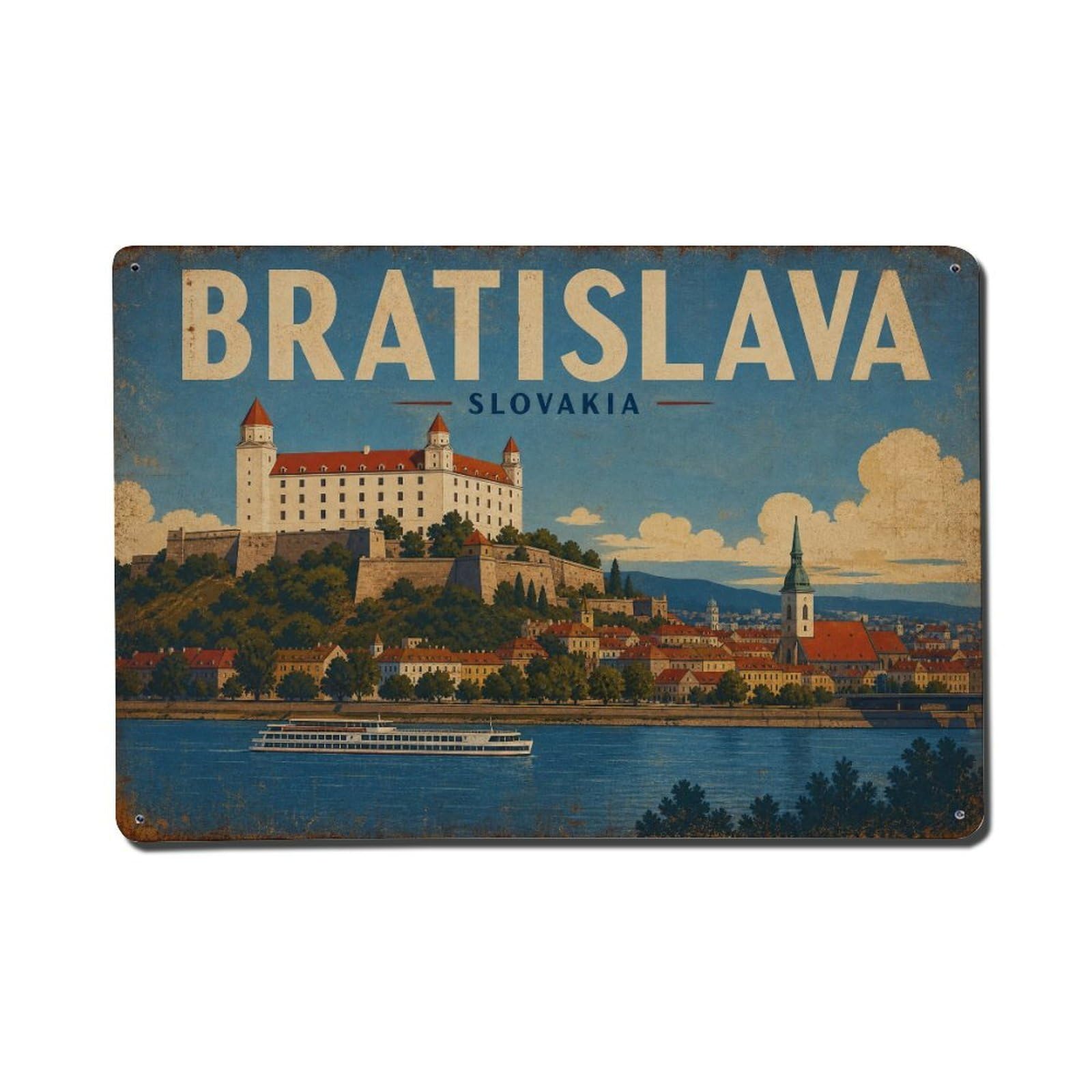 Retro Travel Slovakia Bratislava Metal Tin Sign