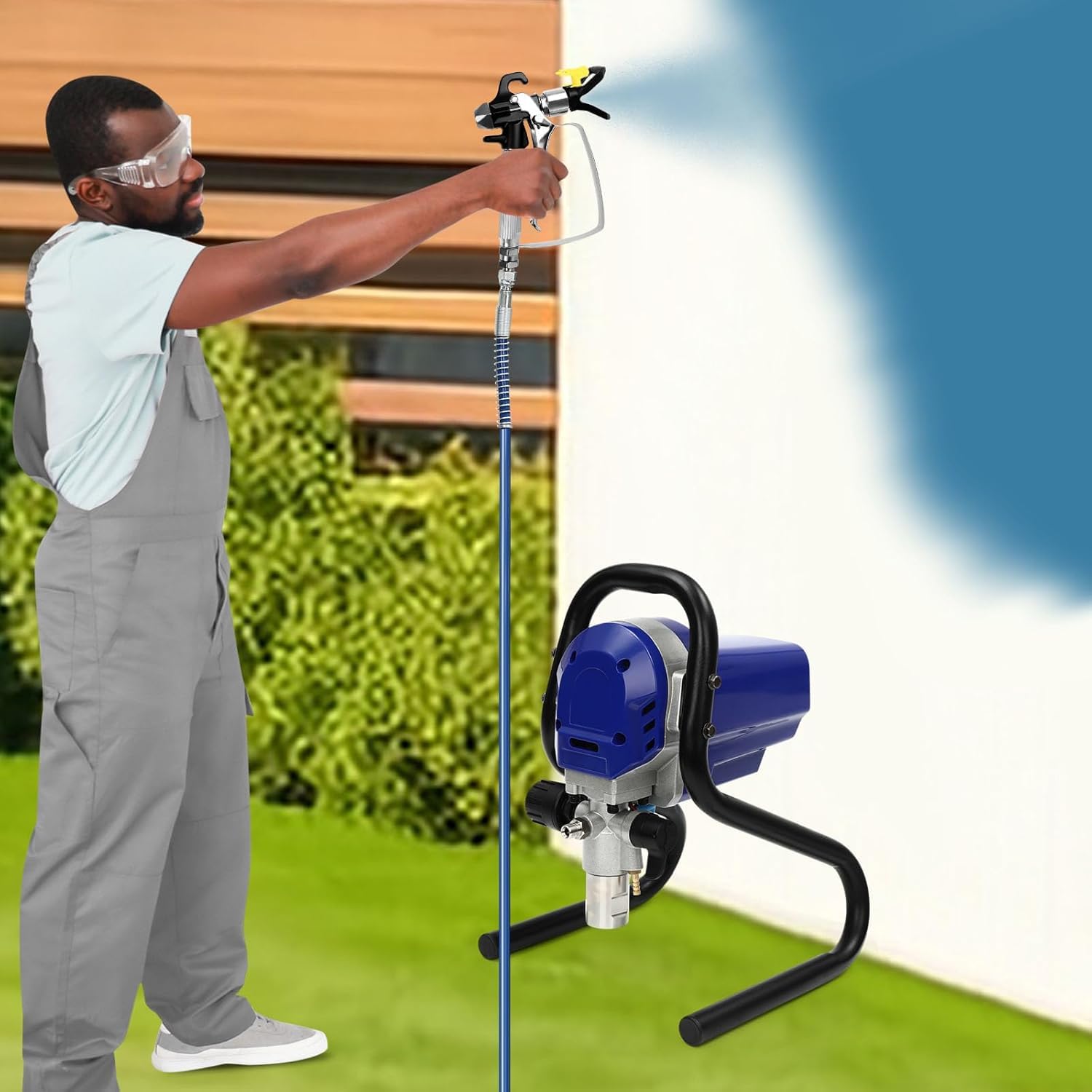 Pistola de Pintura sin Aire 750W 2900PSI Alta Presión, Pistola de Pintura Eléctrica 13000RPM con Manguera 9M para Paredes, Techos, Vallas, Muebles, Pintura de Bricolaje Interior y Exterior