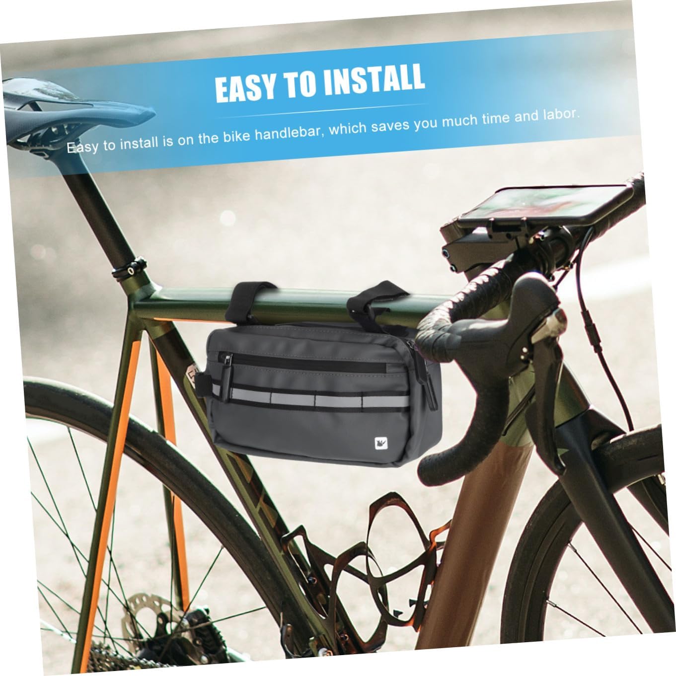 YARNOW 1Pc Bike Handlebar Pouch Bag Multipurpose Crossbody Bag for Cycling Black Easy to Install Reflective Design for Safe Riding for Storing Essentials