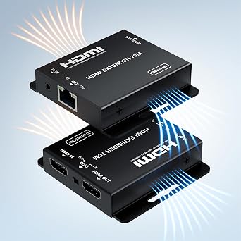 BolAAzuL 4K HDMI Extender Over Cat6/Cat7, 230ft Cat5/6/7 to HDMI Converter 1080P HDMI to Ethernet Extender Kit TX and RX HDMI to RJ45 Support HDMI Loopout, EDID, IR & PoC for PS4 HDTV Firestick