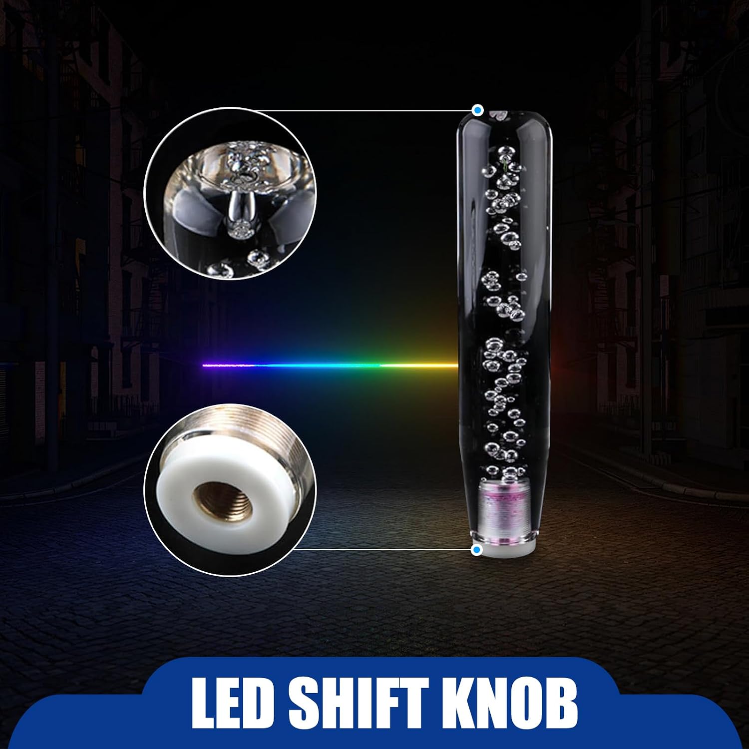 1 PC Car Personalized Gear Shift Head, LED Illuminated Crystal Bubble Shift Knob Wave Stick Head, 7.87" Cool Shift Head, Replacement Modification Accessories, for Most Models (Transparent)