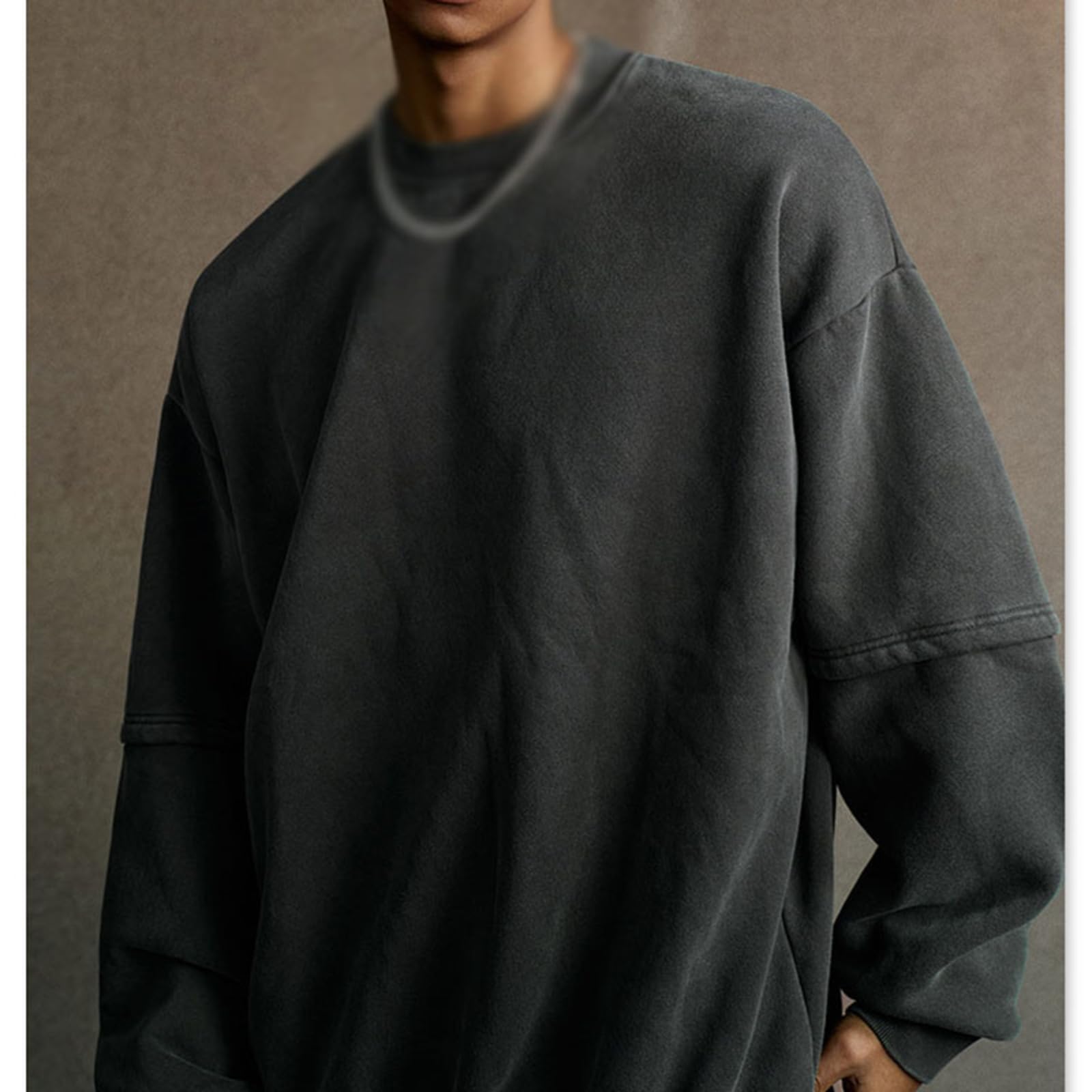Męski sweter z podszewką | styl vintage ze stójką dla stylu ulicznego