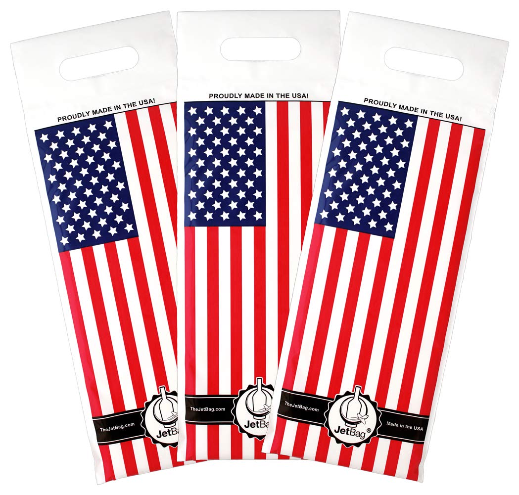 JetBag Travel Wine Bag (Set of 3, US Flag Pattern) - The Original Absorbent, Reusable & Protective Wine Bottle Bag - Made in the USA