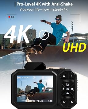 4K Digital Camera, FHD Vlogging Camera for YouTube with 64GB Card, 64MP Autofocus Anti-Shake/Date Stamp, Compact Travel Camra, Point and Shoot Digital Camera for Teens Beginners Kids