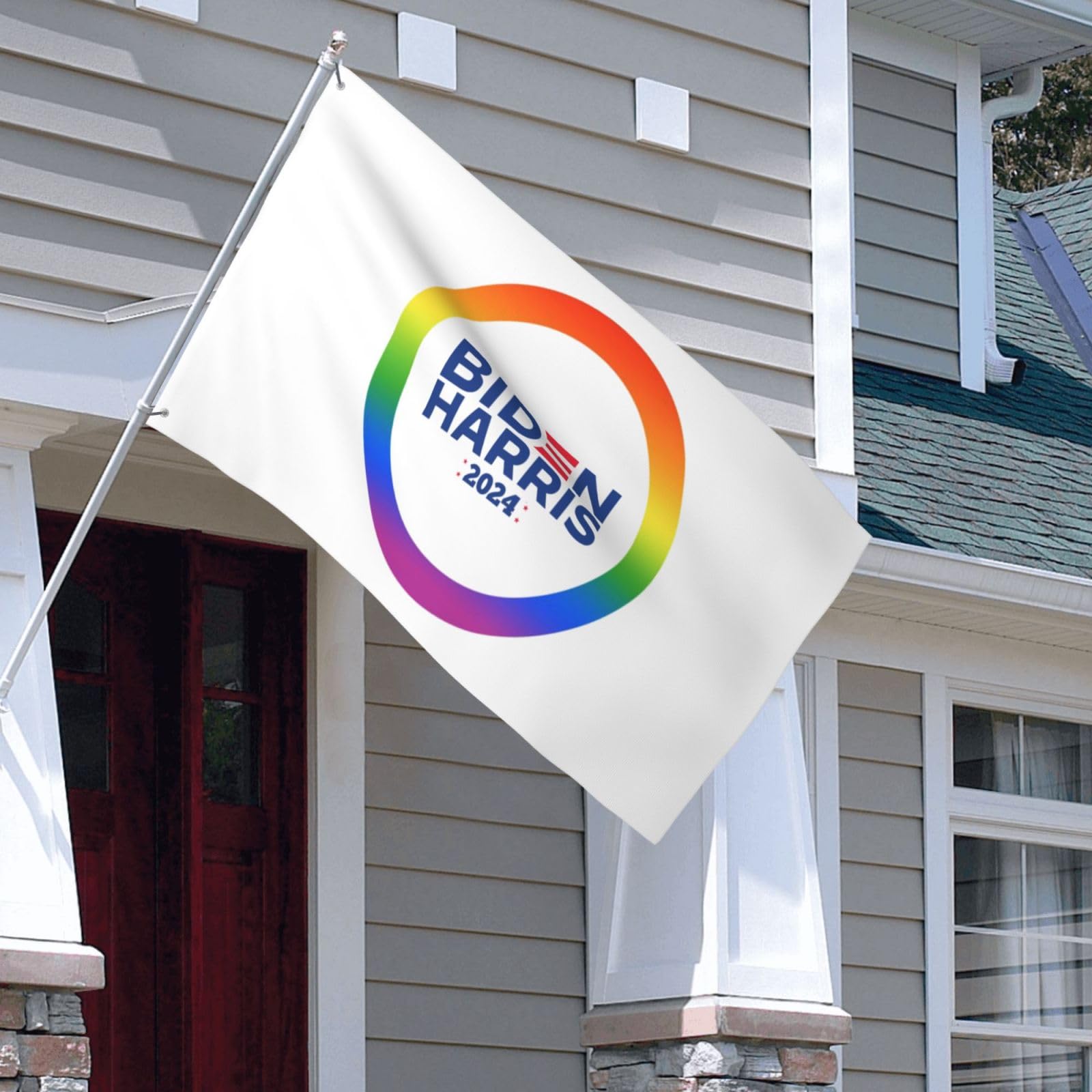 Biden Harris 2024 Regenbogen-Flagge – LGBT Pride & Demokraten-Support, 90x150 Cm, Mit Ösen