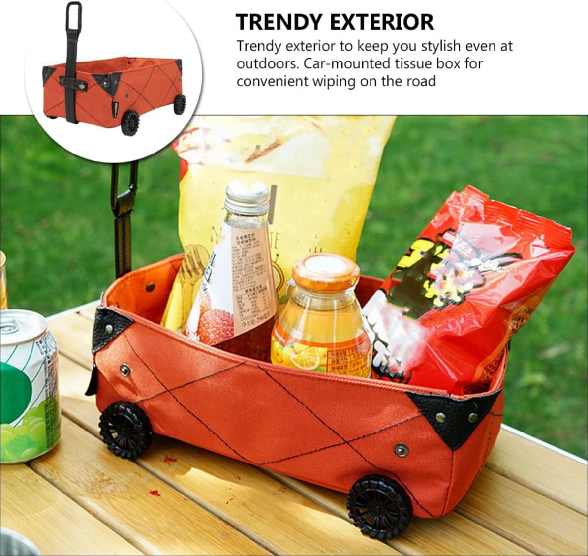 Abaodam Foldable Camping Storage Box Tissue Box Holder Small Cloth Trolley Made of Sturdy Oxford Cloth for Convenient Wiping Outdoor Camping the Road