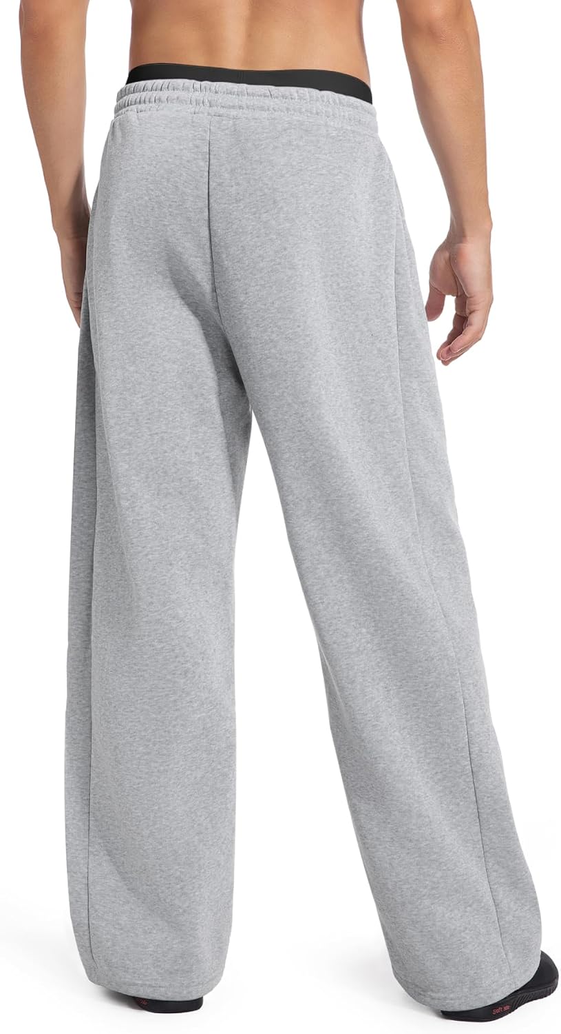 Qlarnaweer Men's Sweatpants Joggers Baggy Wide Leg Lounge Pants with Pockets Casual Athletic Sweats - Image 6