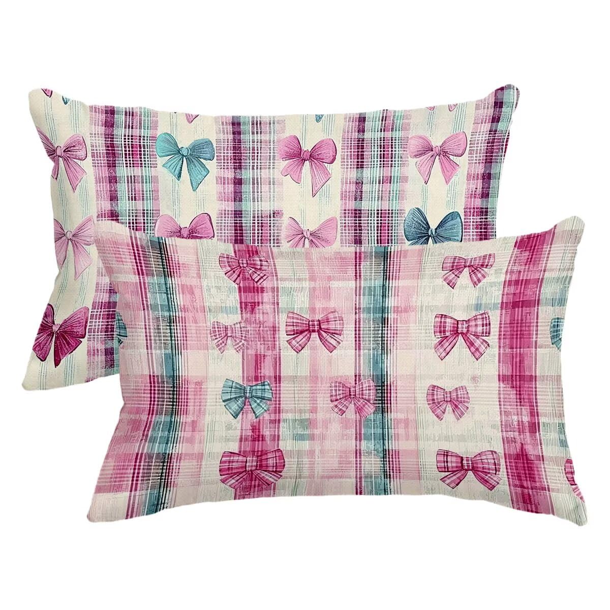 Housse coussin 40x70 exterieur cadeau femme taie d'oreiller deco lin rayé pour maison