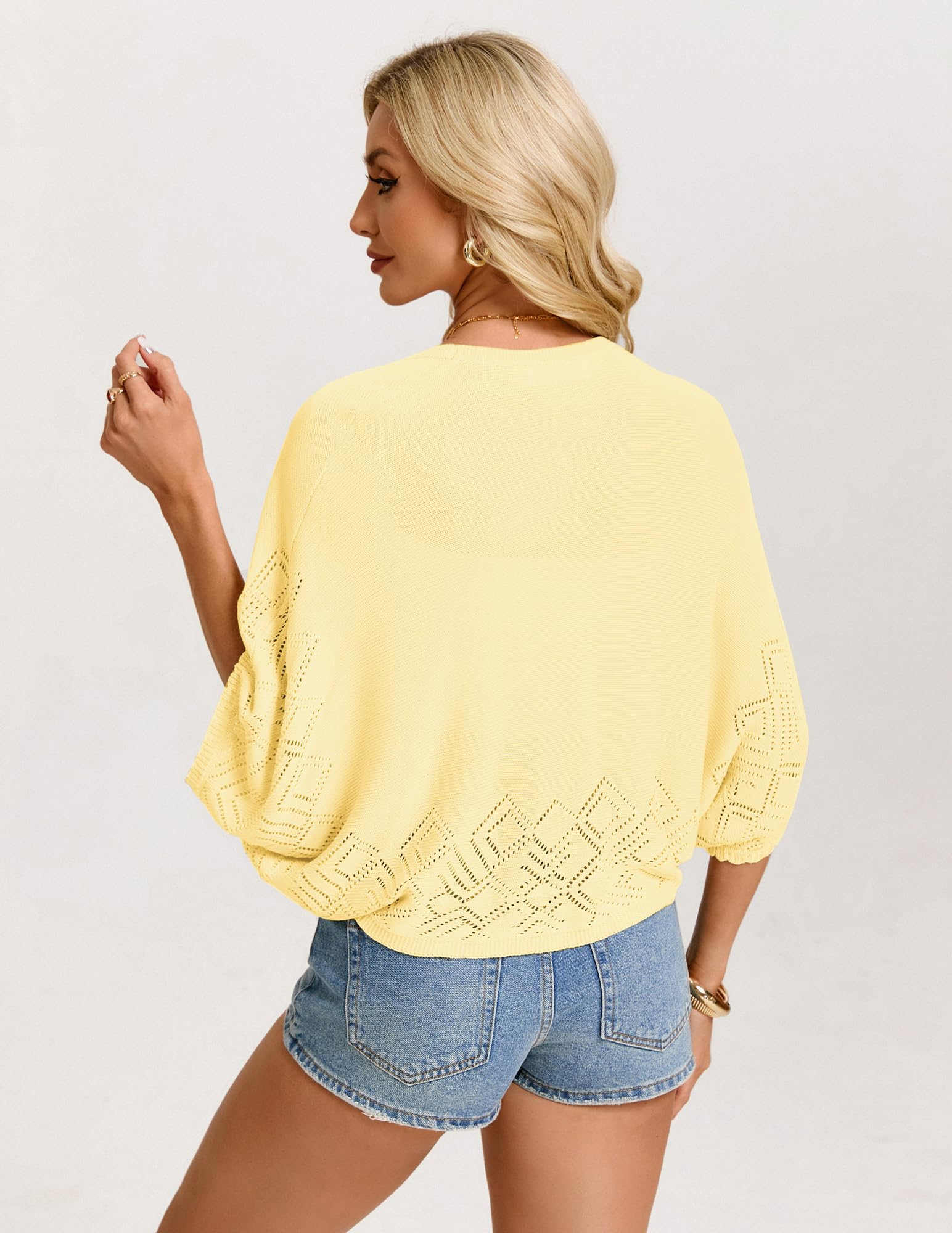 GRACE KARIN Damen Strickjacke Sommer Open Front Cardigan Kurz Bolero Festlich Strand