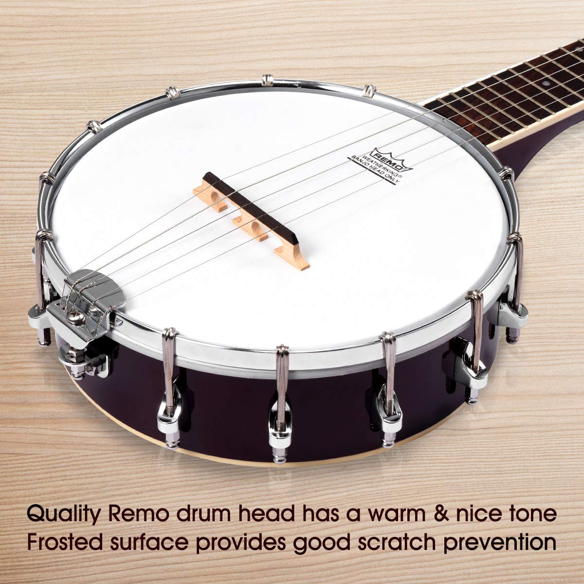 Mini-Banjo, für Anfänger, 66 cm, professionelles Musikinstrument mit Tasche, Gurt, Stimmgerät, Plektren, 20 Bünde, 12 Halterungen, Geschenkpackung (5 Saiten)